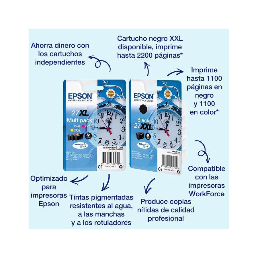 Cartucho tinta epson t270140 negro wf3000/wf7000/ despertador