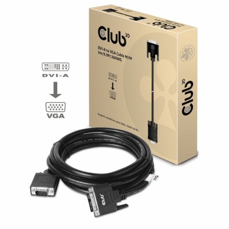 Club3d cable dvi  vga 3m m/m retail