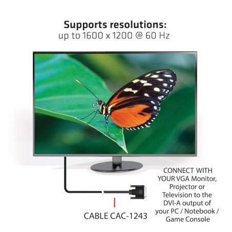 Club3d cable dvi  vga 3m m/m retail