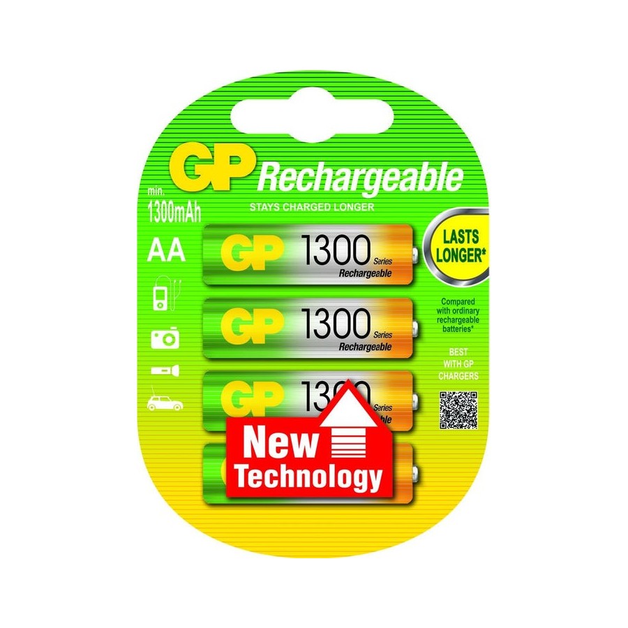 Gp pila recargable lr06 aa 1.2v ni-mh 1300mah blister de 4 unidades