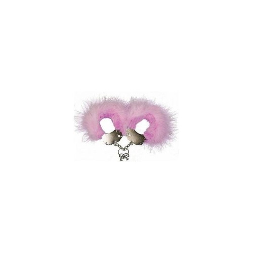 Adrien lastic - esposas metal con plumas rosa