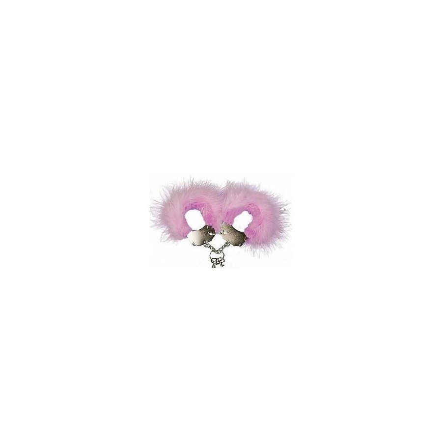 Adrien lastic - esposas metal con plumas rosa