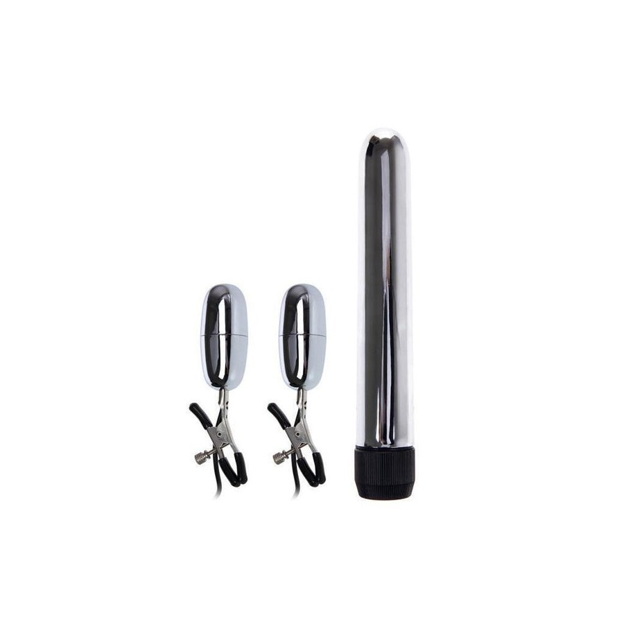 Baile set bala vibrador y pinzas para pezones con vibración turbo