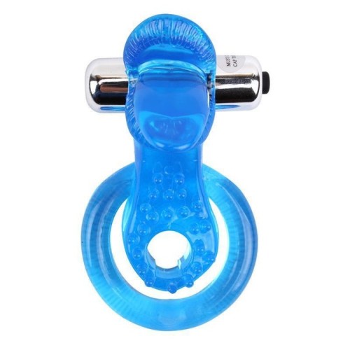 Anillo vibrador para el pene the tongue azul