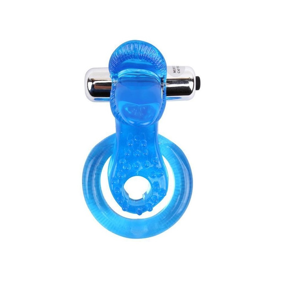 Anillo vibrador para el pene the tongue azul