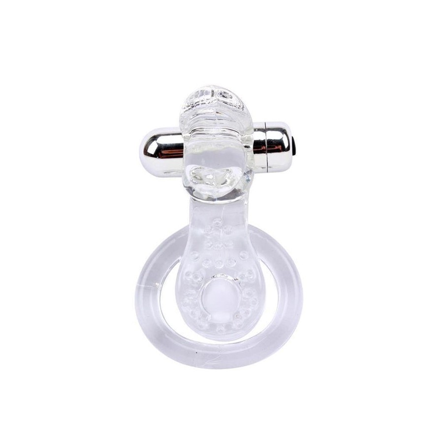Anillo vibrador para el pene the tongue transparente