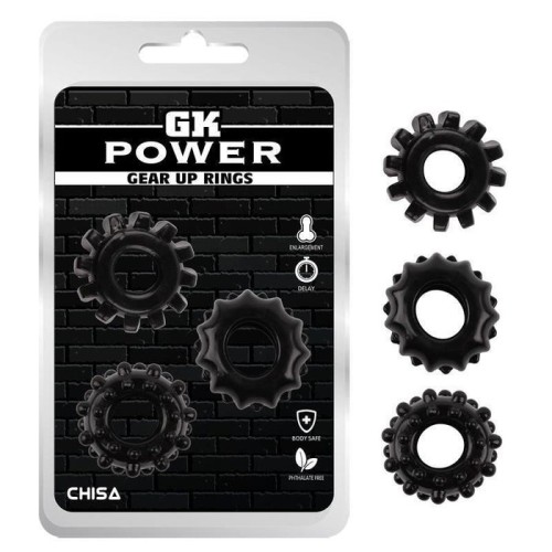 Kit 3 anillos pene gear up negro