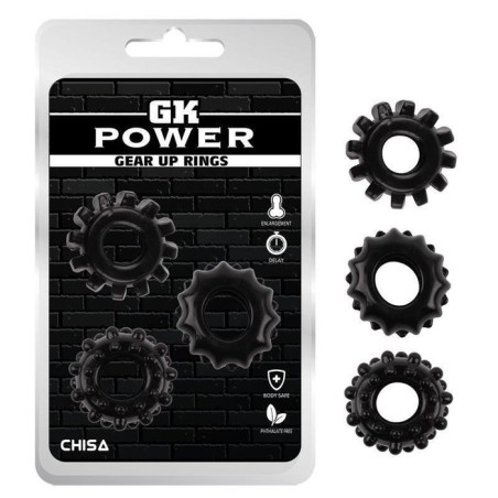 Kit 3 anillos pene gear up negro