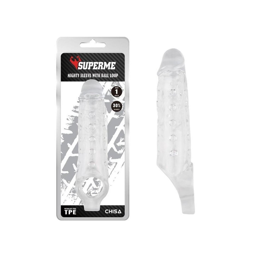 Funda para el pene con sujeción para testículos mighty transparente