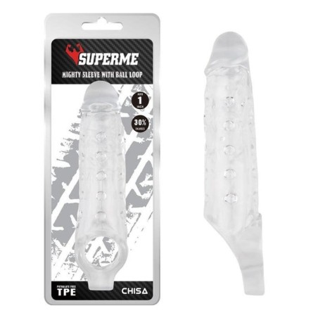 Funda para el pene con sujeción para testículos mighty transparente