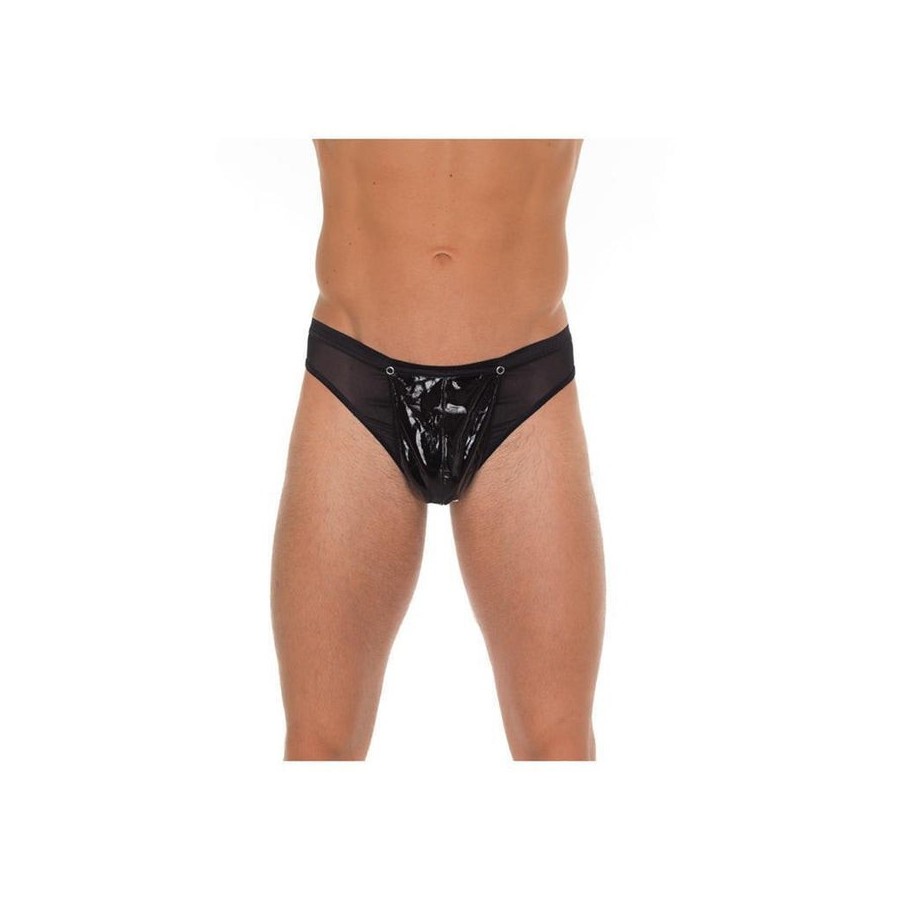 Tanga de pvc negro talla única