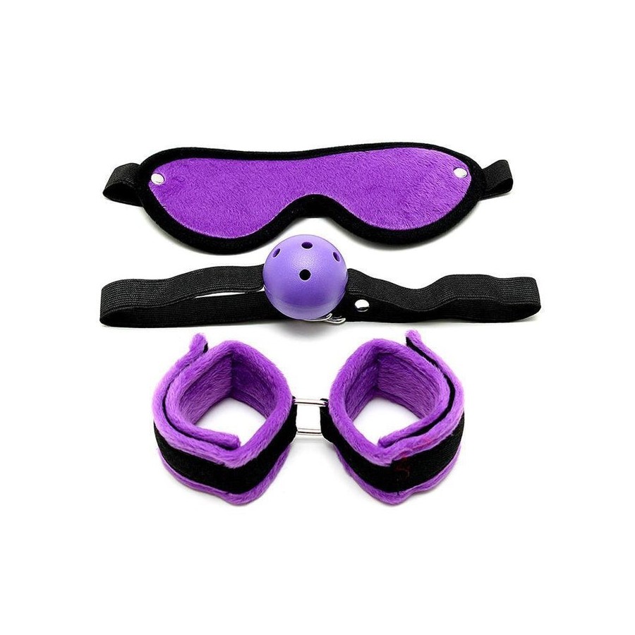 Rimba bondage play set de bondage 3 piezas color púrpura