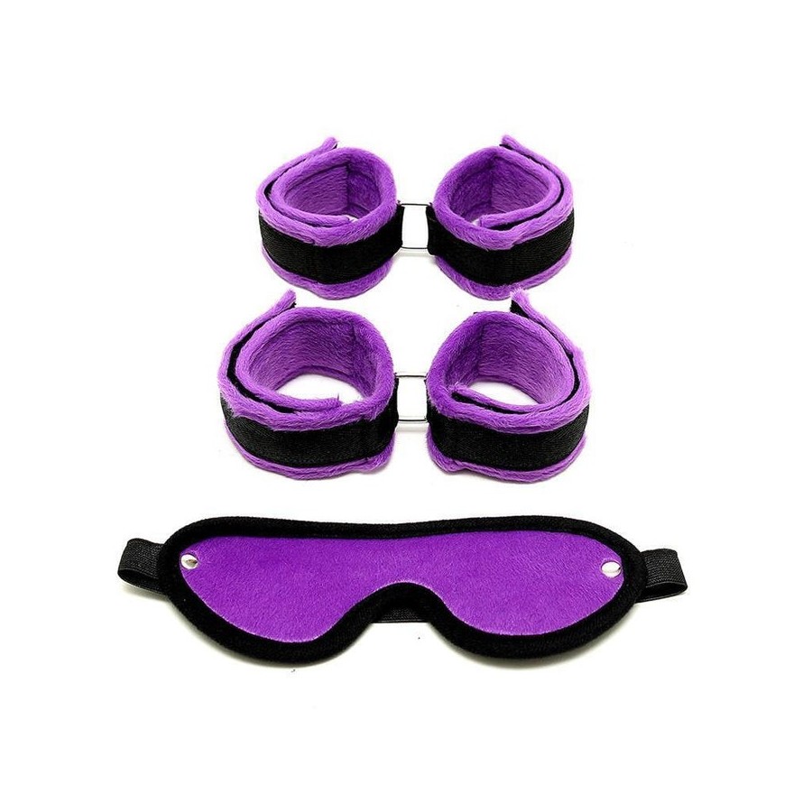 Rimba bondage play set de esposas para tobillo y muñecas color púrpura