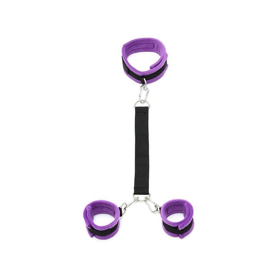 Collar y esposas con correas ajustables  púrpura