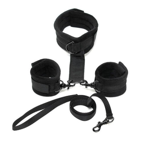 Collar y esposas desmontables  negro ajustables