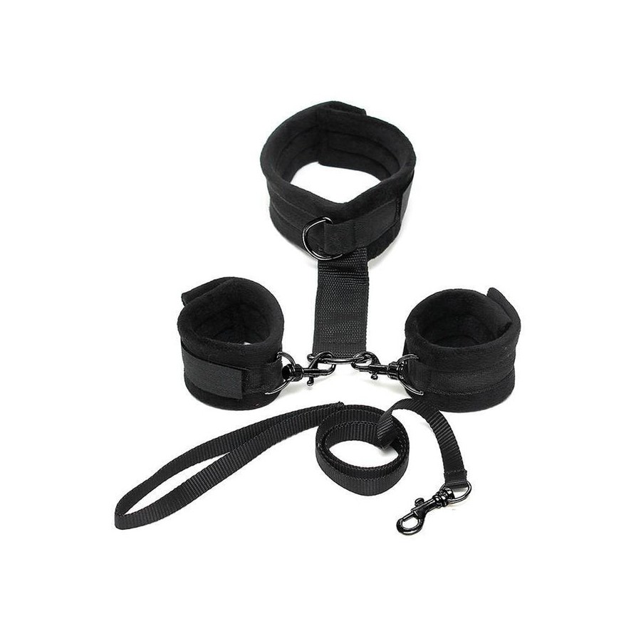 Collar y esposas desmontables  negro ajustables