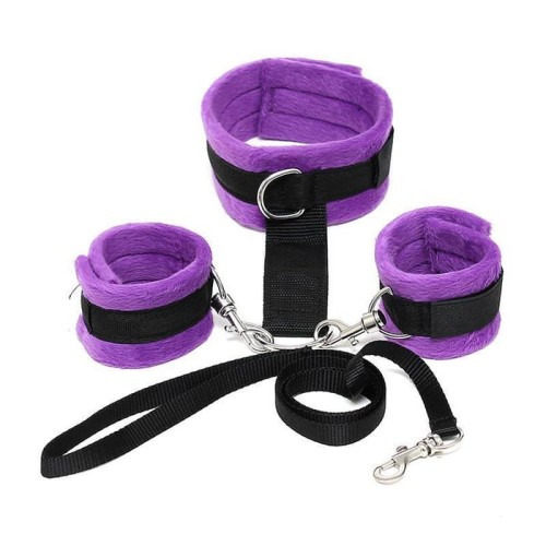 Collar y esposas  desmontable púrpura ajustable