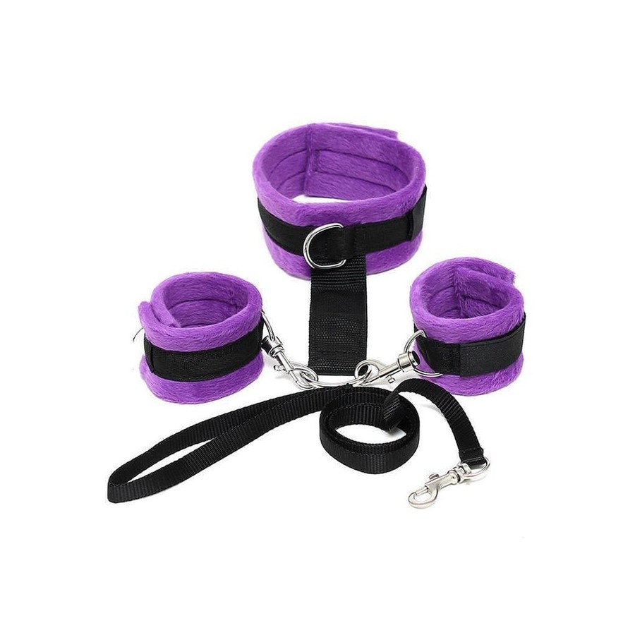 Collar y esposas  desmontable púrpura ajustable