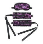 Rimba bondage play esposas y máscara estilo burlesque color púrpura