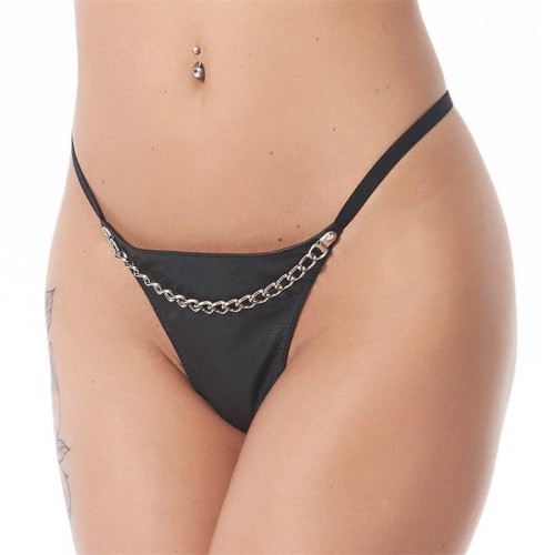 Rimba bondage play tanga con cadena color negro