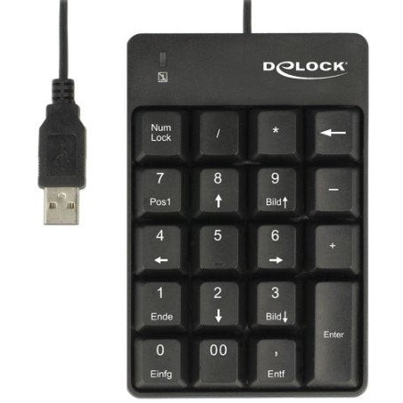 Delock 12481 teclado numérico usb universal negro