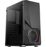 Caja pc aerocool zauron black 2*usb3.0 usb2.0 audio hd gpu hasta 325mm panel lateral transparente ventilador saturn 12 frgb atx