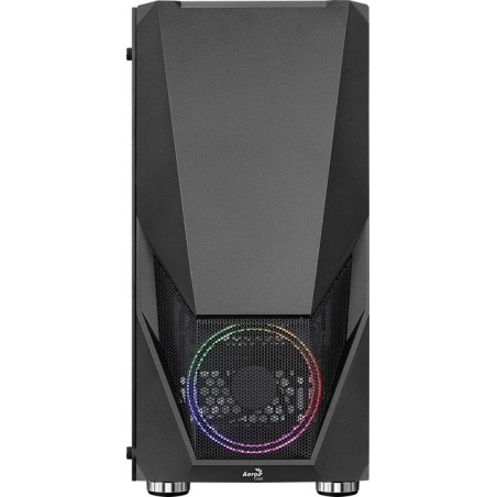 Caja pc aerocool zauron black 2*usb3.0 usb2.0 audio hd gpu hasta 325mm panel lateral transparente ventilador saturn 12 frgb atx