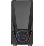 Caja pc aerocool zauron black 2*usb3.0 usb2.0 audio hd gpu hasta 325mm panel lateral transparente ventilador saturn 12 frgb atx