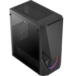 Caja pc aerocool zauron black 2*usb3.0 usb2.0 audio hd gpu hasta 325mm panel lateral transparente ventilador saturn 12 frgb atx