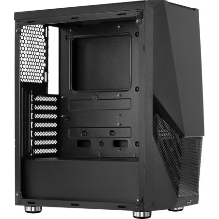 Caja pc aerocool zauron black 2*usb3.0 usb2.0 audio hd gpu hasta 325mm panel lateral transparente ventilador saturn 12 frgb atx