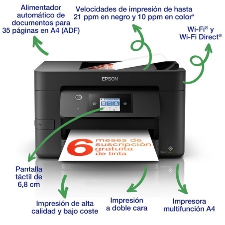 Impresora epson workforce wf-3820dwf wifi fax duplex