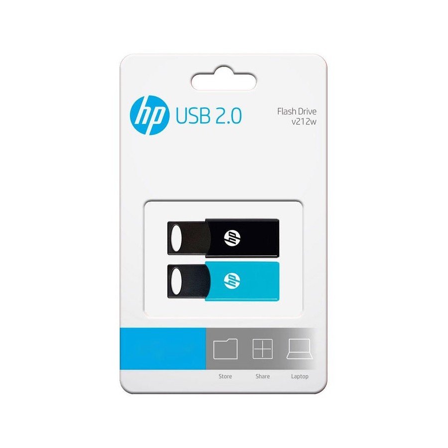 Pendrive hp pack 2 pendrive 64gb usb 2.0 v212w negro/azul