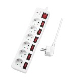 Logilink regleta de enchufes logilink 6 tomas 6xcee 7/3, w. 7 interruptor, blanco