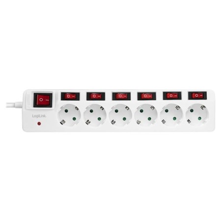 Logilink regleta de enchufes logilink 6 tomas 6xcee 7/3, w. 7 interruptor, blanco