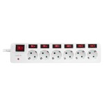 Logilink regleta de enchufes logilink 6 tomas 6xcee 7/3, w. 7 interruptor, blanco