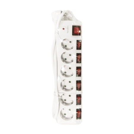 Logilink regleta de enchufes logilink 6 tomas 6xcee 7/3, w. 7 interruptor, blanco