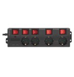 Logilink regleta de enchufes de 4 tomas, 4xcee 7/3, w. 5 interruptor, negro cable textil logilink
