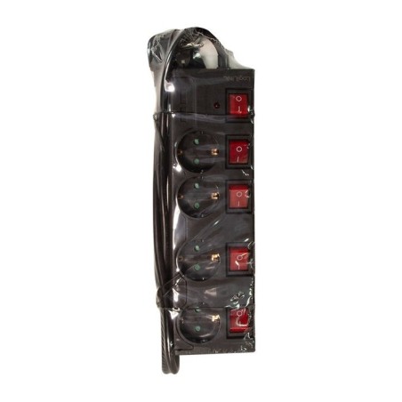 Logilink regleta de enchufes de 4 tomas, 4xcee 7/3, w. 5 interruptor, negro cable textil logilink