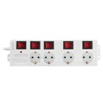 Logilink regleta de enchufes de 4 tomas, 4xcee 7/3, w. 5 interruptor, blanco cable textil logilink