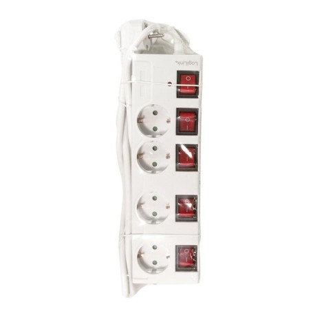 Logilink regleta de enchufes de 4 tomas, 4xcee 7/3, w. 5 interruptor, blanco cable textil logilink