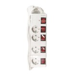 Logilink regleta de enchufes de 4 tomas, 4xcee 7/3, w. 5 interruptor, blanco cable textil logilink