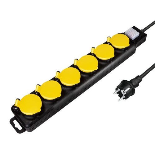 Logilink regleta de enchufes de 6 tomas, 6xcee 7/3, con interruptor, exteriores