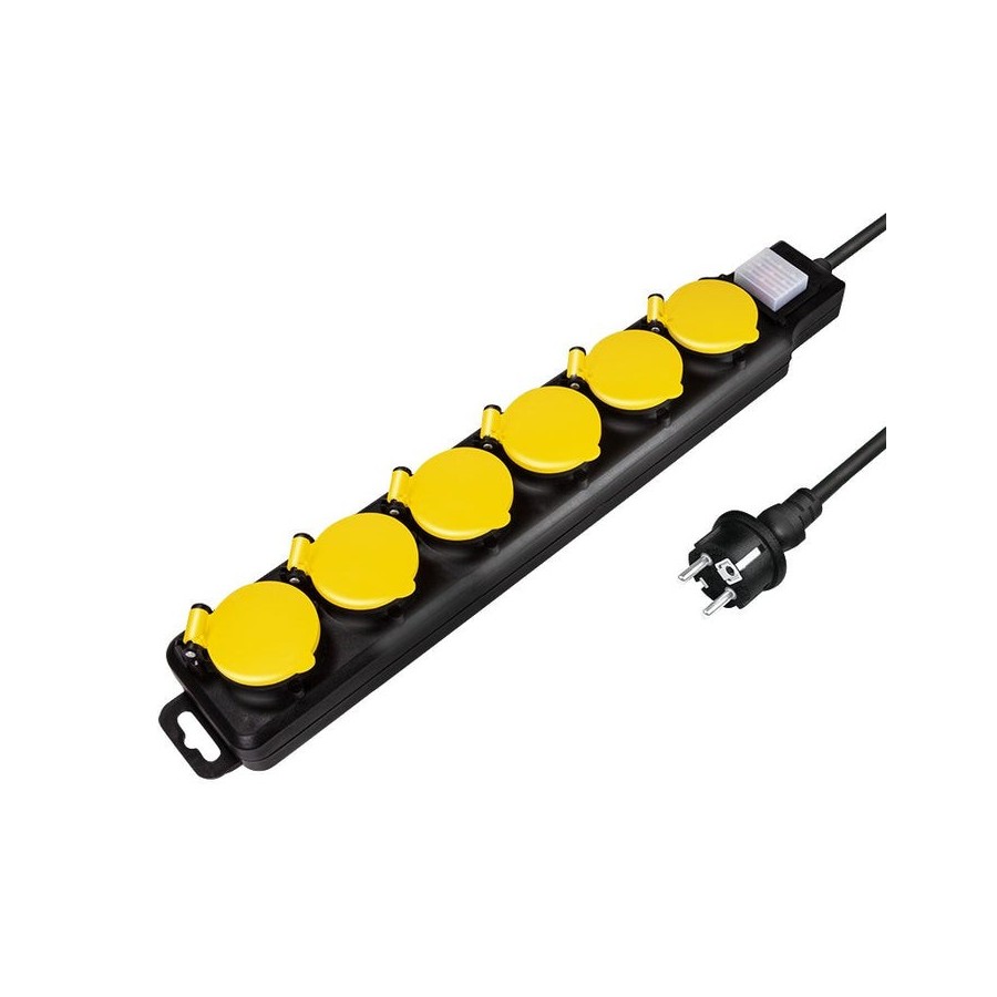 Logilink regleta de enchufes de 6 tomas, 6xcee 7/3, con interruptor, exteriores