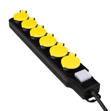 Logilink regleta de enchufes de 6 tomas, 6xcee 7/3, con interruptor, exteriores