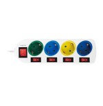 Logilink regleta de enchufes de 4 tomas 4xcee 7/3, w. 5 interruptores, coloridos