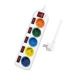 Logilink regleta de enchufes de 5 tomas, 5xcee 7/3, w. 6interruptores, coloridos