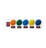 Logilink regleta de enchufes de 5 tomas, 5xcee 7/3, w. 6interruptores, coloridos