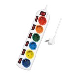 Logilink regleta de enchufes 6 tomas, 6xcee 7/3, w. 7 interruptores, coloridos