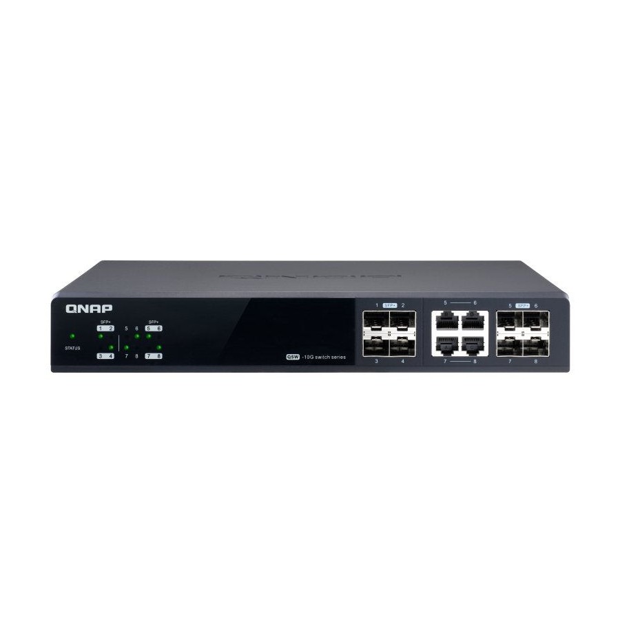 Qnap qsw-m804-4c managed switch 8 port of 10gbe port speed 4 port sfp+ 4 port sfp+/ nbase-t