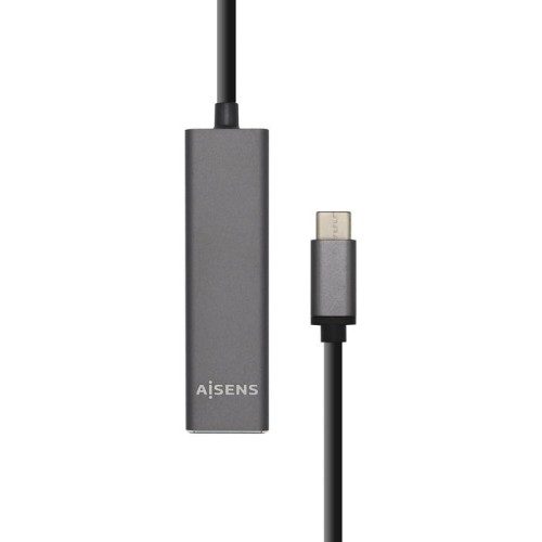 Aisens hub usb 3.1 usb-c macho a 4x tipo a hembra - 15cm - gris